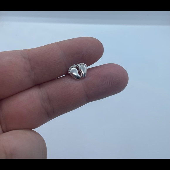 Sterling Silver Foot Earrings - Picture 2 of 4